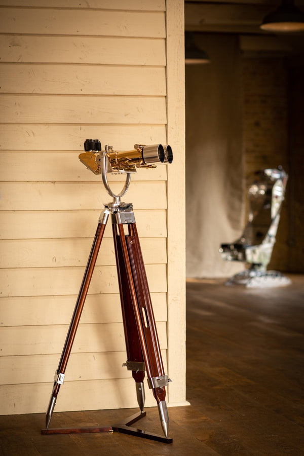 Krauss Antique Brass Binoculars 1934 French Military with Tripod Stand