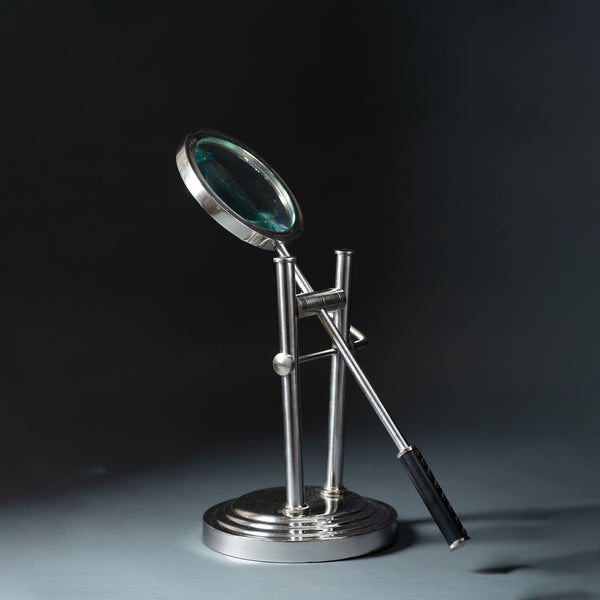 19th Century Swedish Silver polished Desktop Magnifying Glass