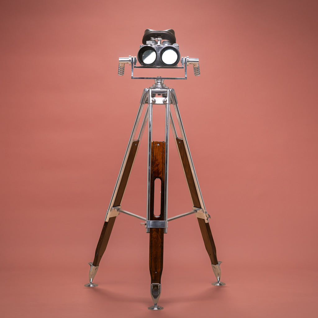 WWII Military Binoculars Fairey Family Provenance with Tripod Stand